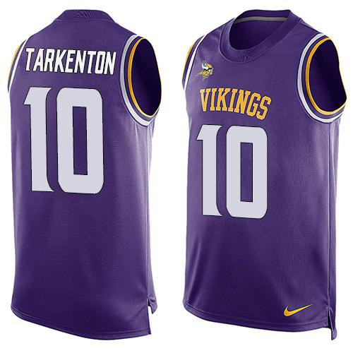 Mens Minnesota Vikings 10 Fran Tarkenton Purple Hot Pressing Player Name Number Nike Nfl Tank Top Jersey