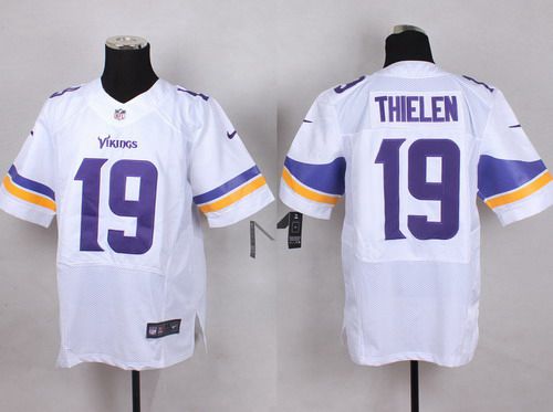 Mens Minnesota Vikings 19 Adam Thielen 2013 Nike White Elite Jersey