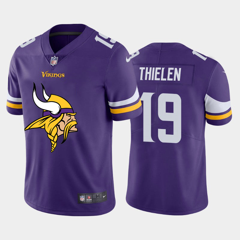Mens Minnesota Vikings 19 Adam Thielen Purple 2020 Team Big Logo Limited Stitched Nfl Jersey