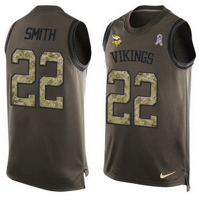 Mens Minnesota Vikings 22 Harrison Smith Green Salute To Service Hot Pressing Player Name Number Nike Nfl Tank Top Jersey