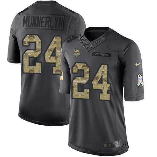 Mens Minnesota Vikings 24 Captain Munnerlyn Black Anthracite 2016 Salute To Service Stitched Nfl Nike Limited Jersey