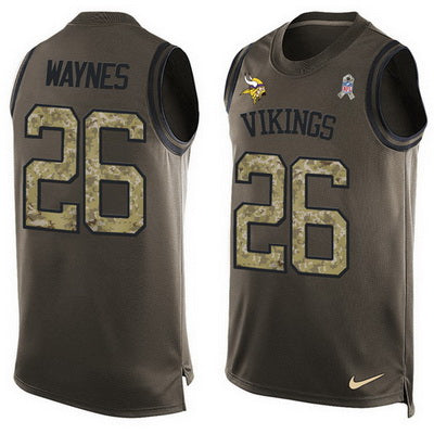 Mens Minnesota Vikings 26 Trae Waynes Green Salute To Service Hot Pressing Player Name Number Nike Nfl Tank Top Jersey