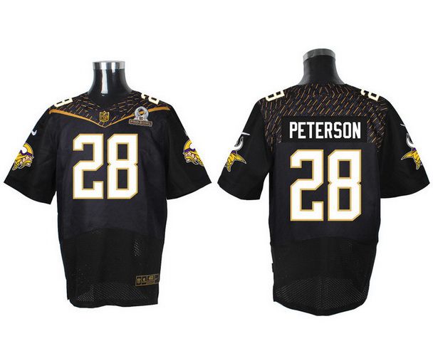 Mens Minnesota Vikings 28 Adrian Peterson Black 2016 Pro Bowl Nike Elite Jersey
