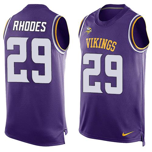 Mens Minnesota Vikings 29 Xavier Rhodes Purple Hot Pressing Player Name Number Nike Nfl Tank Top Jersey