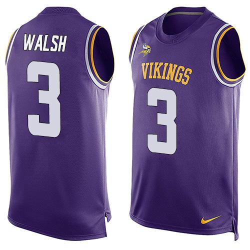 Mens Minnesota Vikings 3 Blair Walsh Purple Hot Pressing Player Name Number Nike Nfl Tank Top Jersey