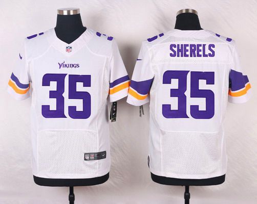 Mens Minnesota Vikings 35 Marcus Sherels White Road Nfl Nike Elite Jersey