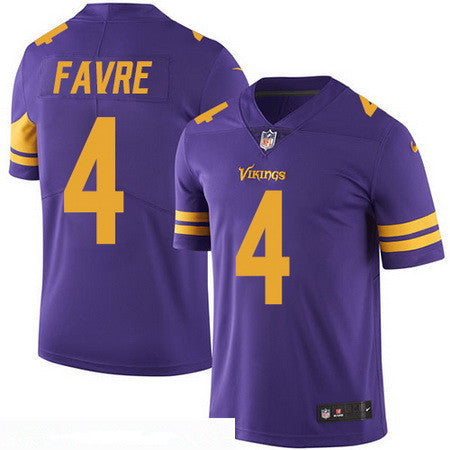 Mens Minnesota Vikings 4 Brett Favre Retired Purple 2016 Color Rush Stitched Nfl Nike Limited Jersey