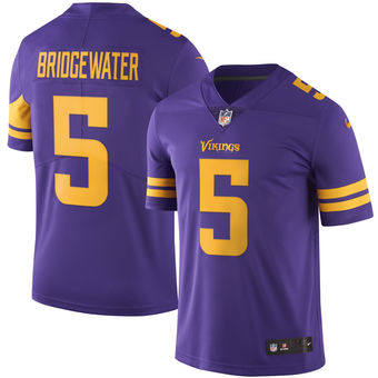 Mens Minnesota Vikings 5 Teddy Bridgewater Nike Purple Color Rush Limited Jersey