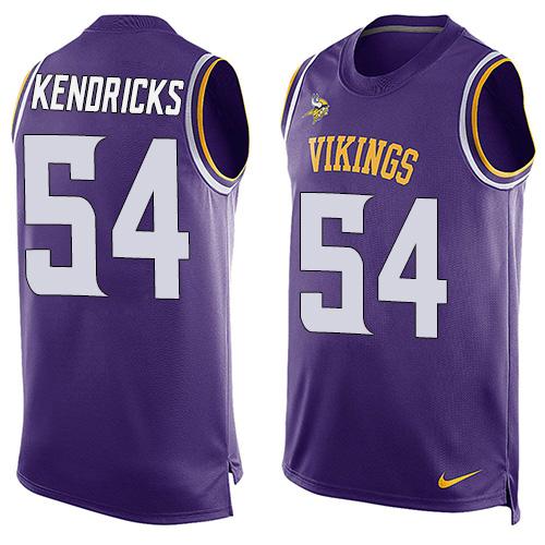 Mens Minnesota Vikings 54 Eric Kendricks Purple Hot Pressing Player Name Number Nike Nfl Tank Top Jersey