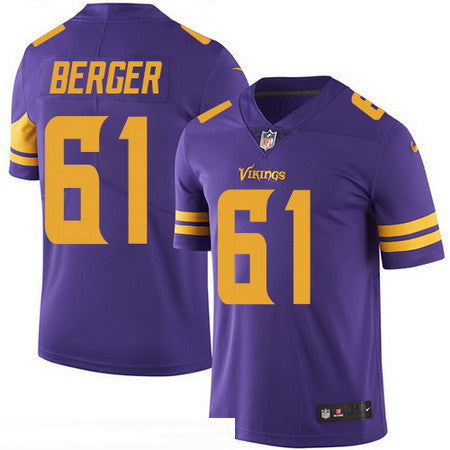Mens Minnesota Vikings 61 Joe Berger Purple 2016 Color Rush Stitched Nfl Nike Limited Jersey