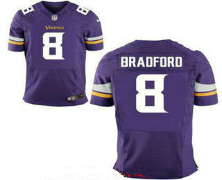 Mens Minnesota Vikings 8 Sam Bradford Purple Team Color Stitched Nfl Nike Elite Jersey