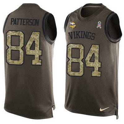 Mens Minnesota Vikings 84 Cordarrelle Patterson Green Salute To Service Hot Pressing Player Name Number Nike Nfl Tank Top Jersey