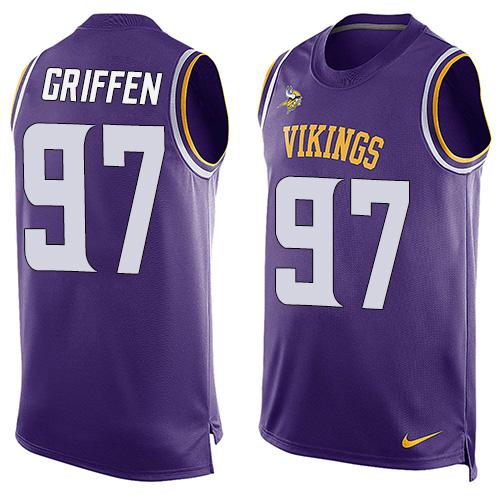 Mens Minnesota Vikings 97 Everson Griffen Purple Hot Pressing Player Name Number Nike Nfl Tank Top Jersey