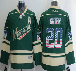 Mens Minnesota Wild 20 Ryan Suter Reebok Green Alternate Nhl Usa Flag Fashion Jersey