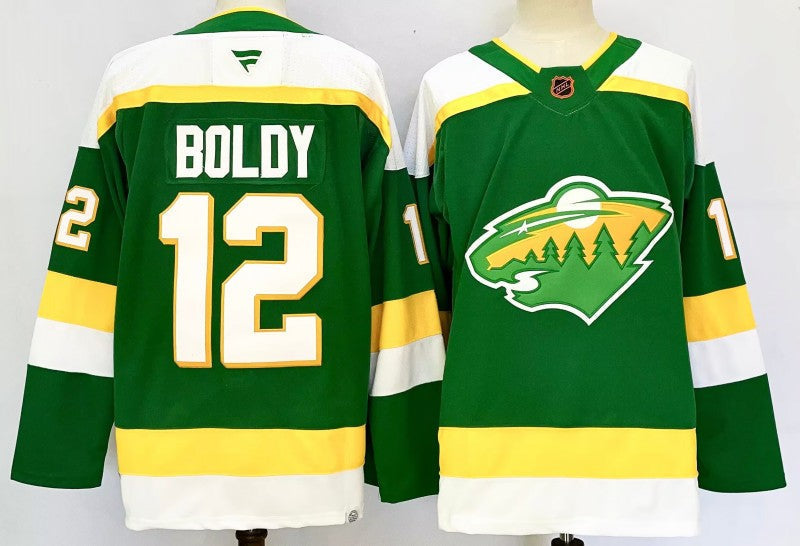 Men's Minnesota Wild #12 Matt Boldy Jersey Stitched