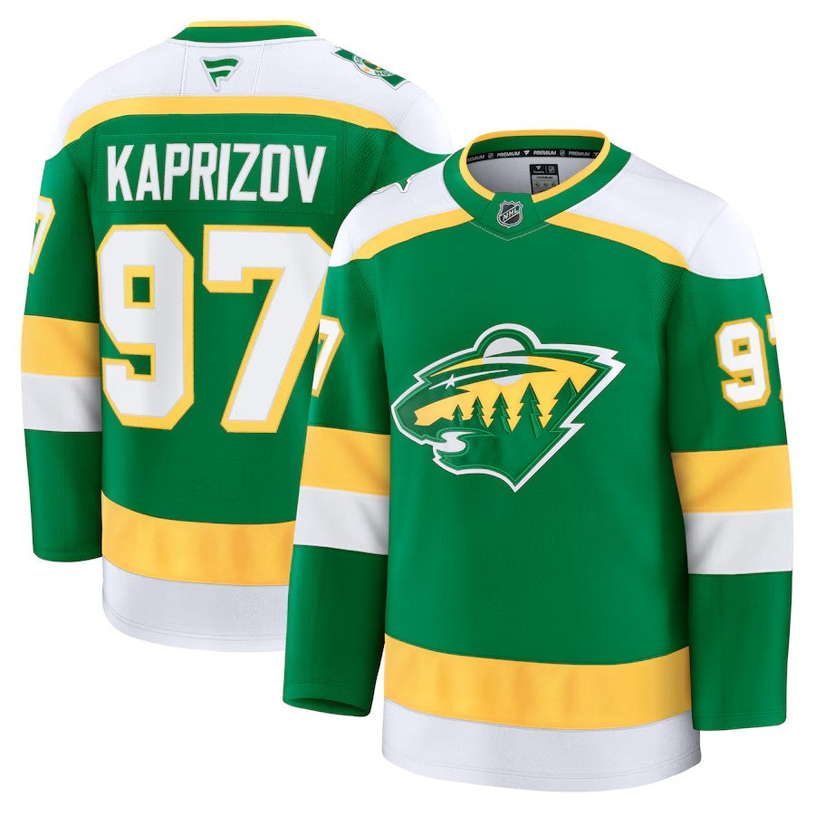 Men's Minnesota Wild #97 Kirill Kaprizov Alternate Premium Jersey Green