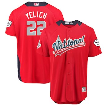 Mens National League 22 Christian Yelich Majestic Red 2018 Mlb All star Game Home Run Derby Player Jersey