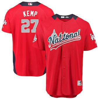 Mens National League 27 Matt Kemp Majestic Red 2018 Mlb All star Game Home Run Derby Player Jersey