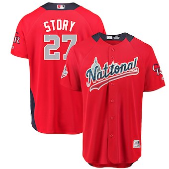 Mens National League 27 Trevor Story Majestic Red 2018 Mlb All star Game Home Run Derby Player Jersey