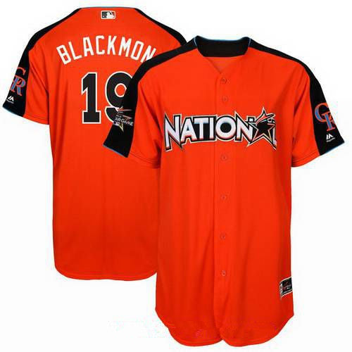 Mens National League Colorado Rockies 19 Charlie Blackmon Majestic Orange 2017 Mlb All star Game Home Run Derby Player Jersey