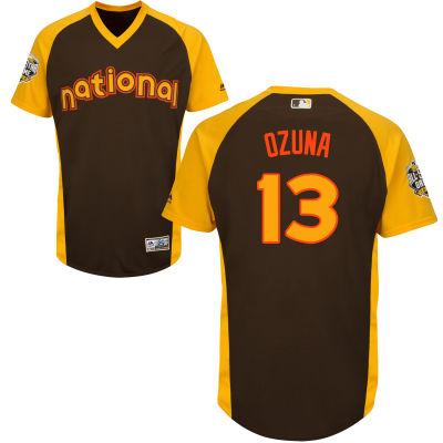 Mens National League Miami Marlins 13 Marcell Ozuna Brown 2016 Mlb All star Cool Base Collection Jersey