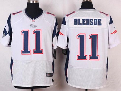 Mens New England Patriots 11 Drew Bledsoe White Retired Player Nfl Nike Elite Jersey