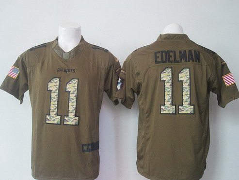 Mens New England Patriots 11 Julian Edelman Green Salute To Service 2015 Nfl Nike Limited Jersey
