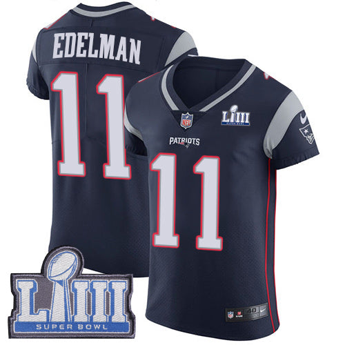 Mens New England Patriots 11 Julian Edelman Navy Blue Nike Nfl Home Vapor Untouchable Super Bowl Liii Bound Elite Jersey