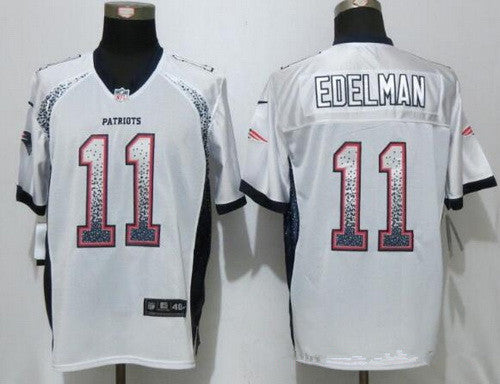 Mens New England Patriots 11 Julian Edelman White Drift Stitched Nfl Nike Fashion Jersey