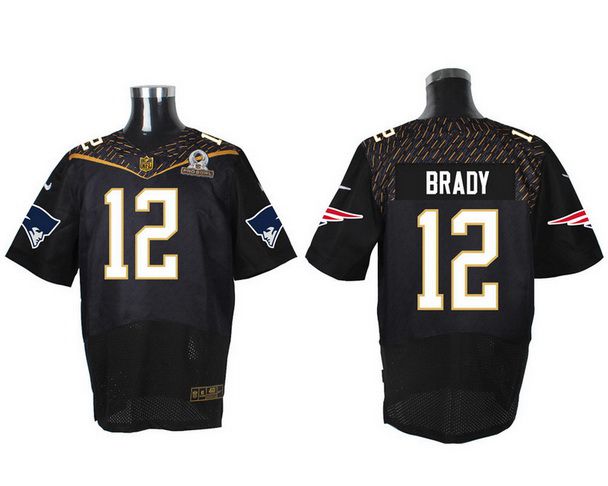 Mens New England Patriots 12 Tom Brady Black 2016 Pro Bowl Nike Elite Jersey