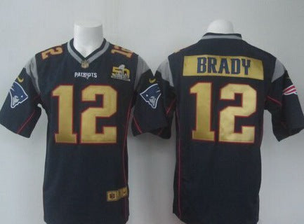 Mens New England Patriots 12 Tom Brady Navy Blue Super Bowl 50th Anniversary 2016 Nfl Nike Elite Jersey