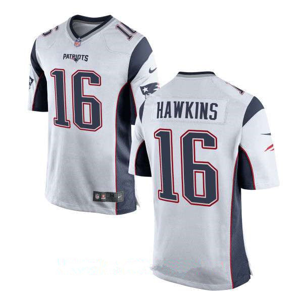 Mens New England Patriots 16 Andrew Hawkins White Road Stitched Nfl Nike Elite Jersey