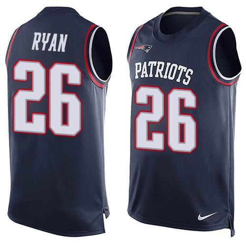Mens New England Patriots 26 Logan Ryan Navy Blue Hot Pressing Player Name Number Nike Nfl Tank Top Jersey
