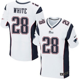 Mens New England Patriots 28 James White White Road Nfl Nike Elite Jersey
