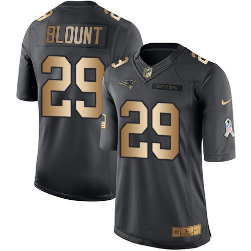 Mens New England Patriots 29 Legarrette Blount Anthracite Gold 2016 Salute To Service Stitched Nfl Nike Limited Jersey
