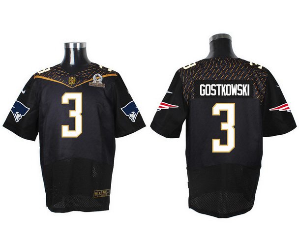 Mens New England Patriots 3 Stephen Gostkowski Black 2016 Pro Bowl Nike Elite Jersey