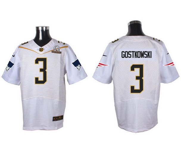 Mens New England Patriots 3 Stephen Gostkowski White 2016 Pro Bowl Nike Elite Jersey