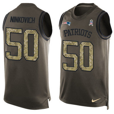 Mens New England Patriots 50 Rob Ninkovich Green Salute To Service Hot Pressing Player Name Number Nike Nfl Tank Top Jersey