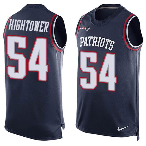 Mens New England Patriots 54 Donta Hightower Navy Blue Hot Pressing Player Name Number Nike Nfl Tank Top Jersey
