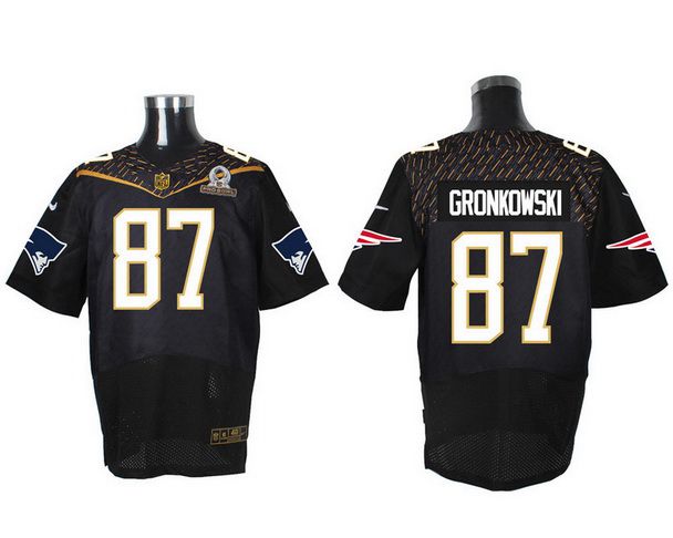 Mens New England Patriots 87 Rob Gronkowski Black 2016 Pro Bowl Nike Elite Jersey