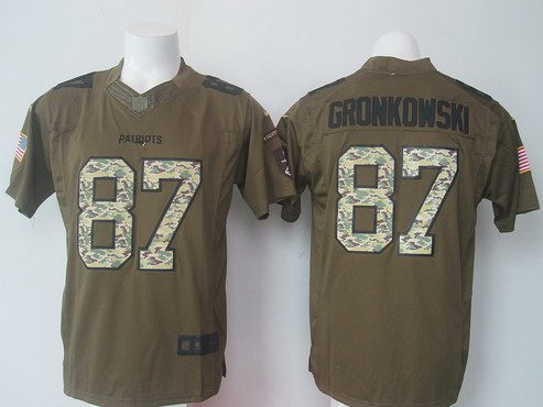 Mens New England Patriots 87 Rob Gronkowski Green Salute To Service 2015 Nfl Nike Limited Jersey