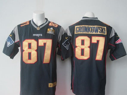 Mens New England Patriots 87 Rob Gronkowski Navy Blue Super Bowl 50th Anniversary 2016 Nfl Nike Game Jersey