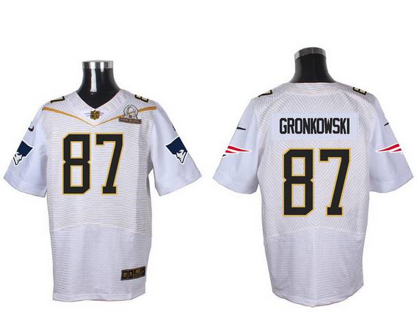 Mens New England Patriots 87 Rob Gronkowski White 2016 Pro Bowl Nike Elite Jersey