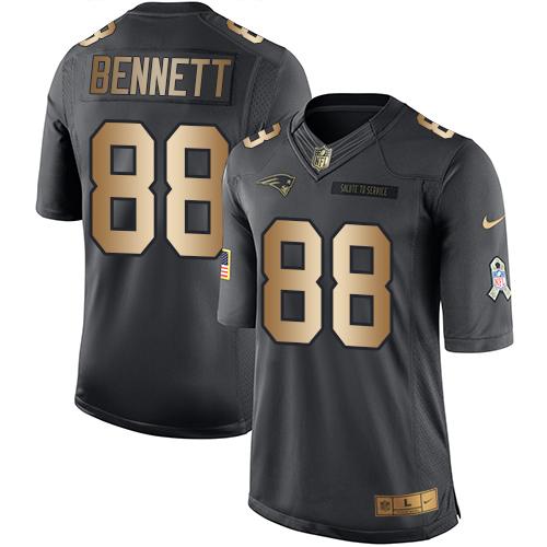 Mens New England Patriots 88 Martellus Bennett Anthracite Gold 2016 Salute To Service Stitched Nfl Nike Limited Jersey
