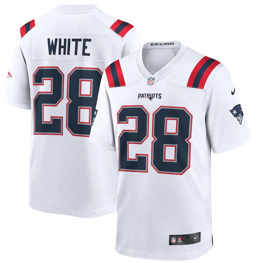Mens New England Patriots James White Nike White Game Jersey