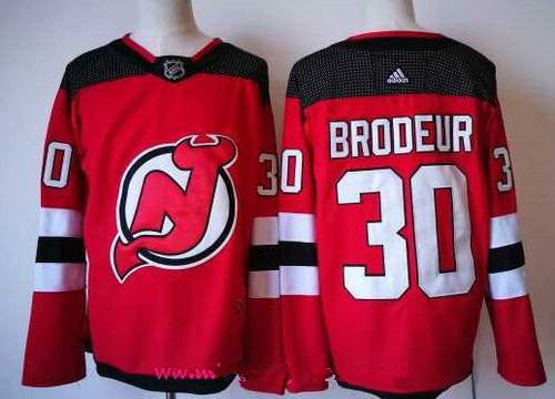 Mens New Jersey Devils 30 Martin Brodeur Red With Black 2017 2018 Adidas Hockey Stitched Nhl Jersey