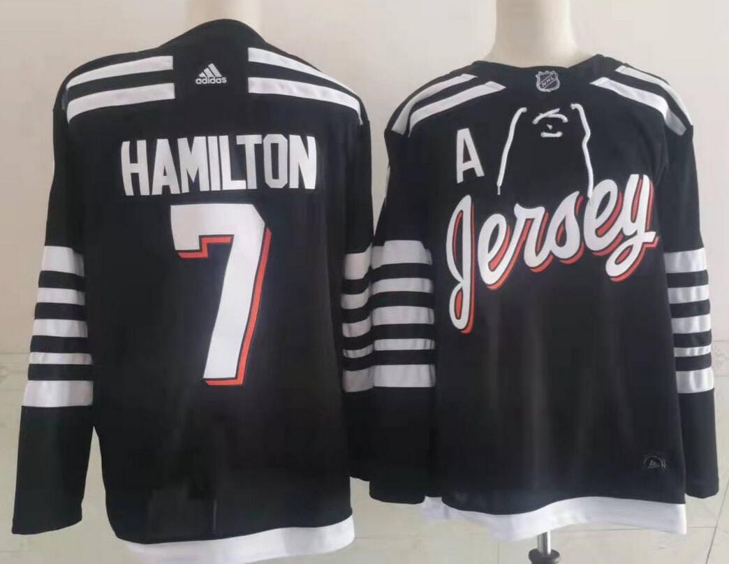 Mens New Jersey Devils 7 Dougie Hamilton Adidas Black 2021 22 Alternate Primegreen Authentic Pro Player Third Jersey