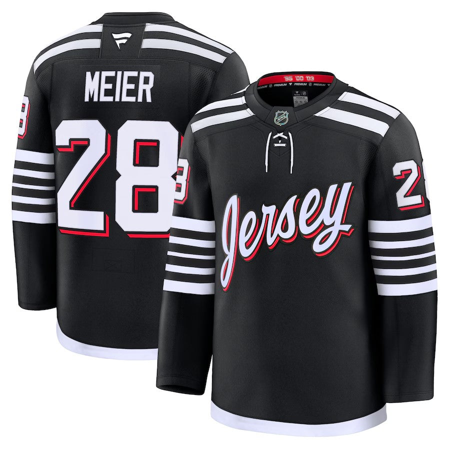 Men's New Jersey Devils #28 Timo Meier Alternate Premium Jersey Black