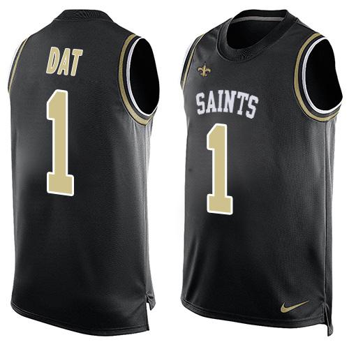Mens New Orleans Saints 1 Who Dat Black Hot Pressing Player Name Number Nike Nfl Tank Top Jersey