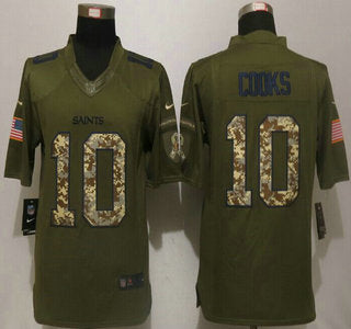 Mens New Orleans Saints 10 Brandin Cooks Green Salute To Service 2015 Nfl Nike Limited Jersey